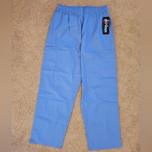 Sivvan Women's Scrub Drawstring Cargo Pants Comfort Utility Blue Multipocket XL